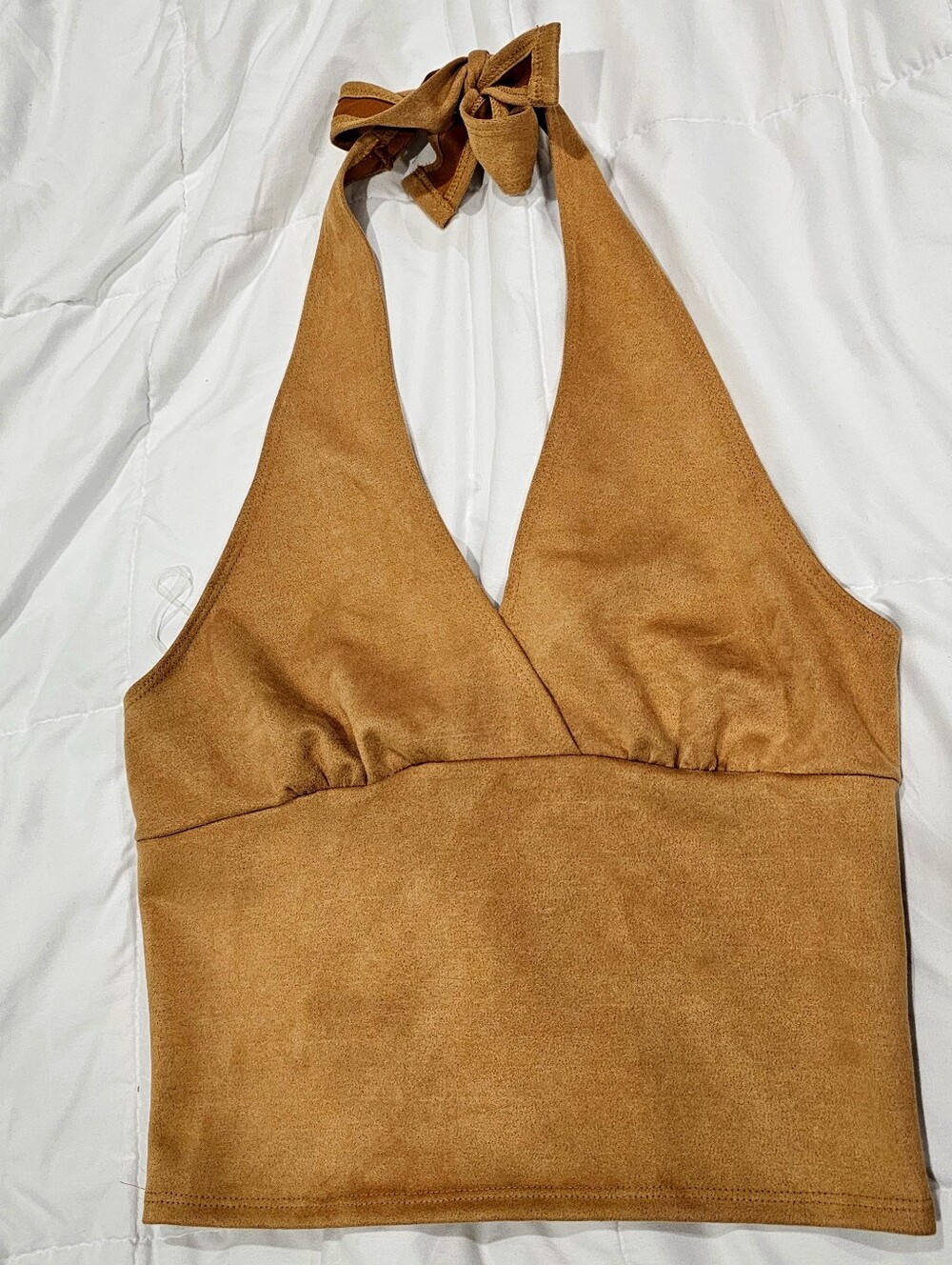 NWOT Rust Suede Halter Crop Top